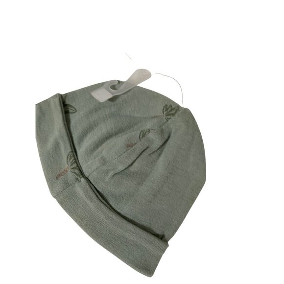 New 2 Pack Beanie Cap Hat Green Leaves Off White Parrot Green Crib Baby One Size - Picture 2 of 4
